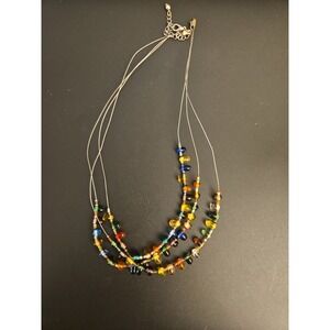 Vintage Candycore Multilayer Rainbow Glass Drop Necklace (555)